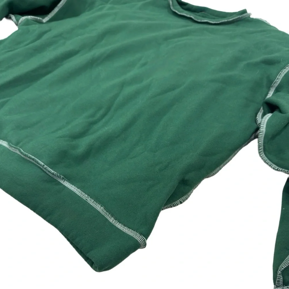 Green Sweatshirt Exposed Seam Crewneck Fleece Pullover (Size Medium) - Picture 5 of 5